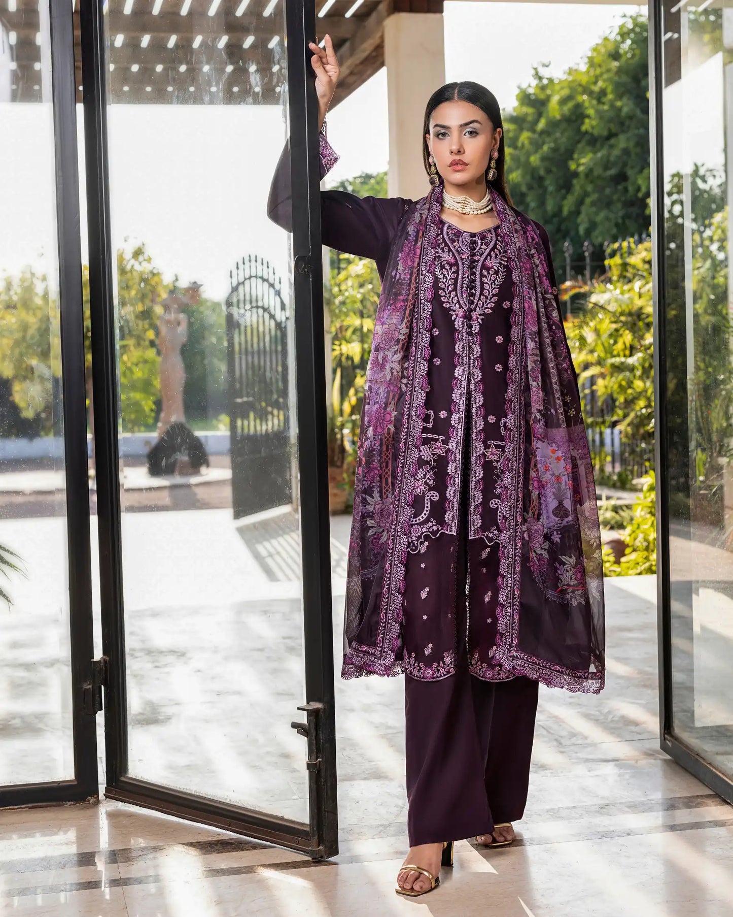 GP-LW-005 – Stitched 3-Piece Embroidered Lawn Suit with Digital Printed Dupatta