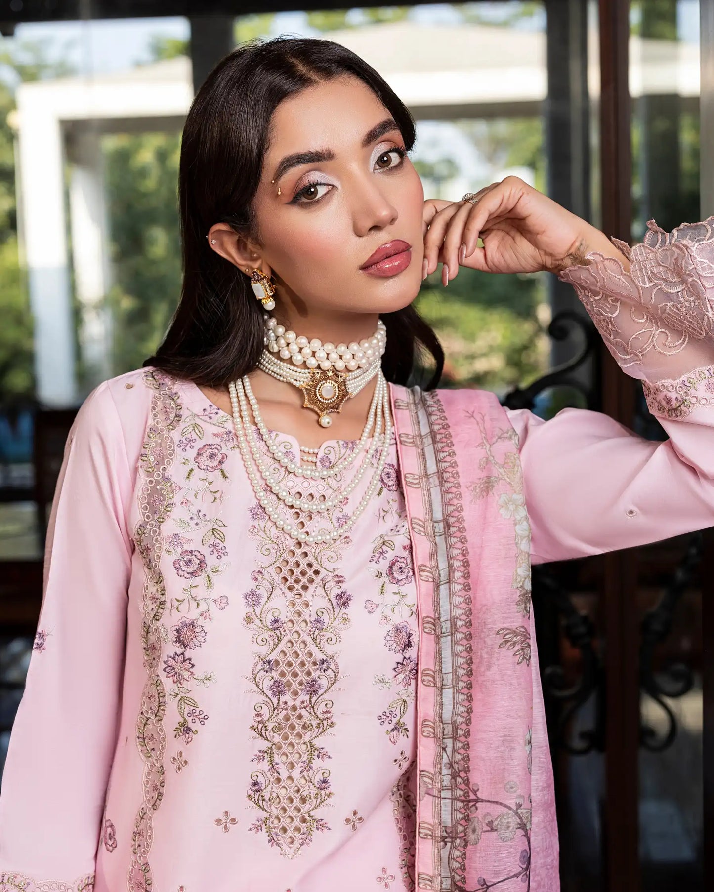 GP-LW-004 – Stitched 3-Piece Embroidered Lawn Suit with Digital Printed Dupatta