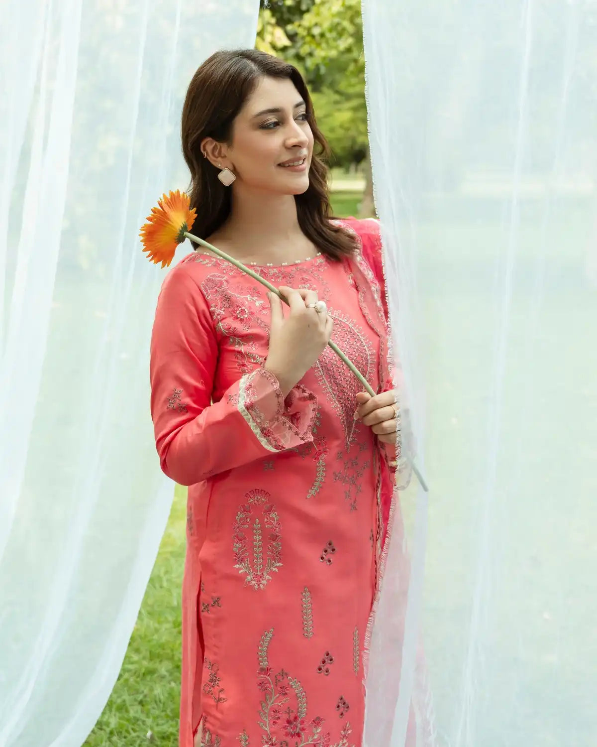 GP-LW-007 - Stitched 3 Piece Embroidered Lawn Suit with Digital Printed Dupatta