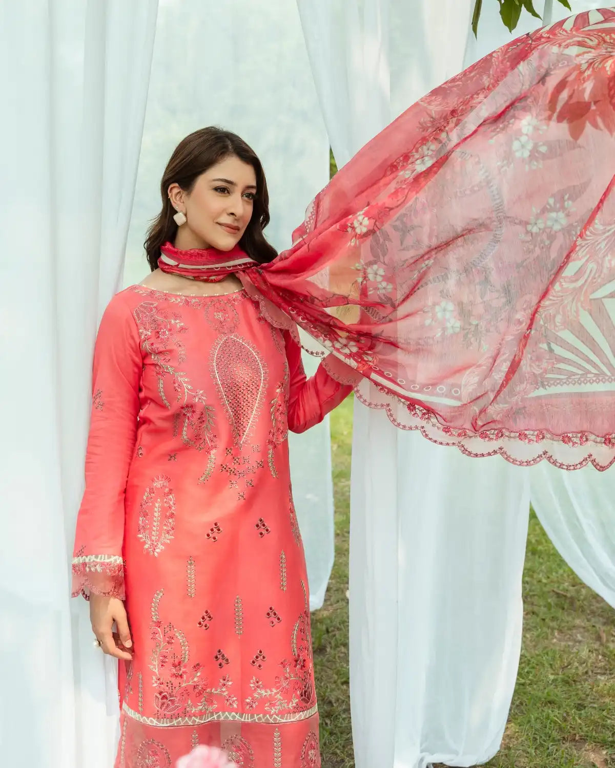 GP-LW-007 - Stitched 3 Piece Embroidered Lawn Suit with Digital Printed Dupatta