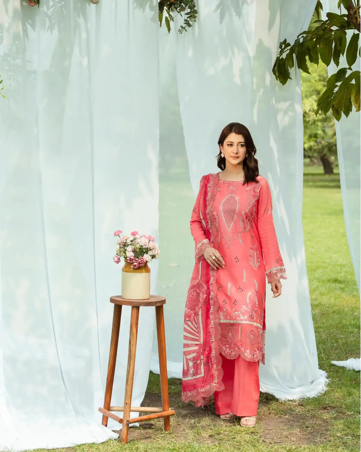 GP-LW-007 - Stitched 3 Piece Embroidered Lawn Suit with Digital Printed Dupatta