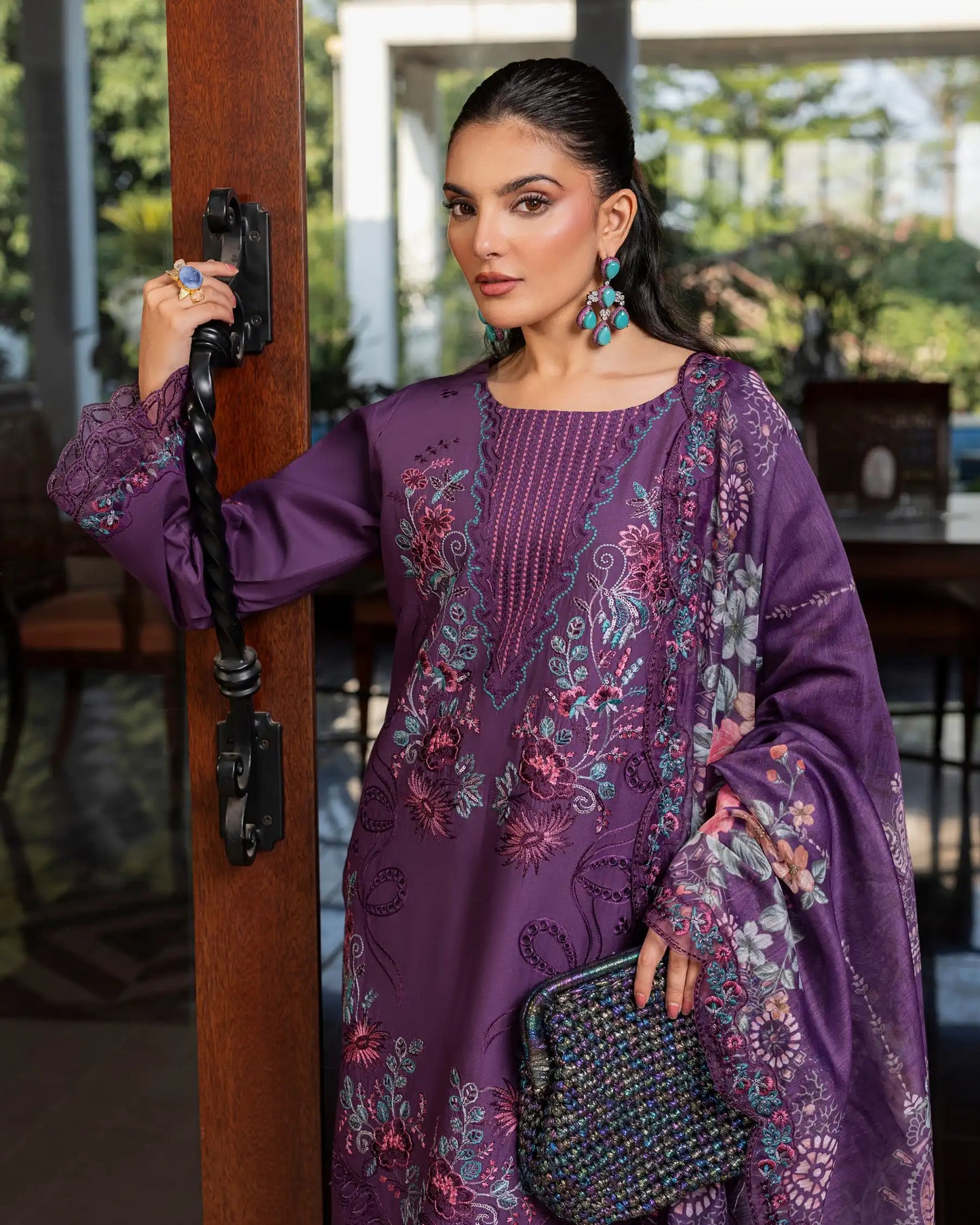 GP-LW-003 – Stitched 3-Piece Embroidered Lawn Suit with Digital Printed Dupatta