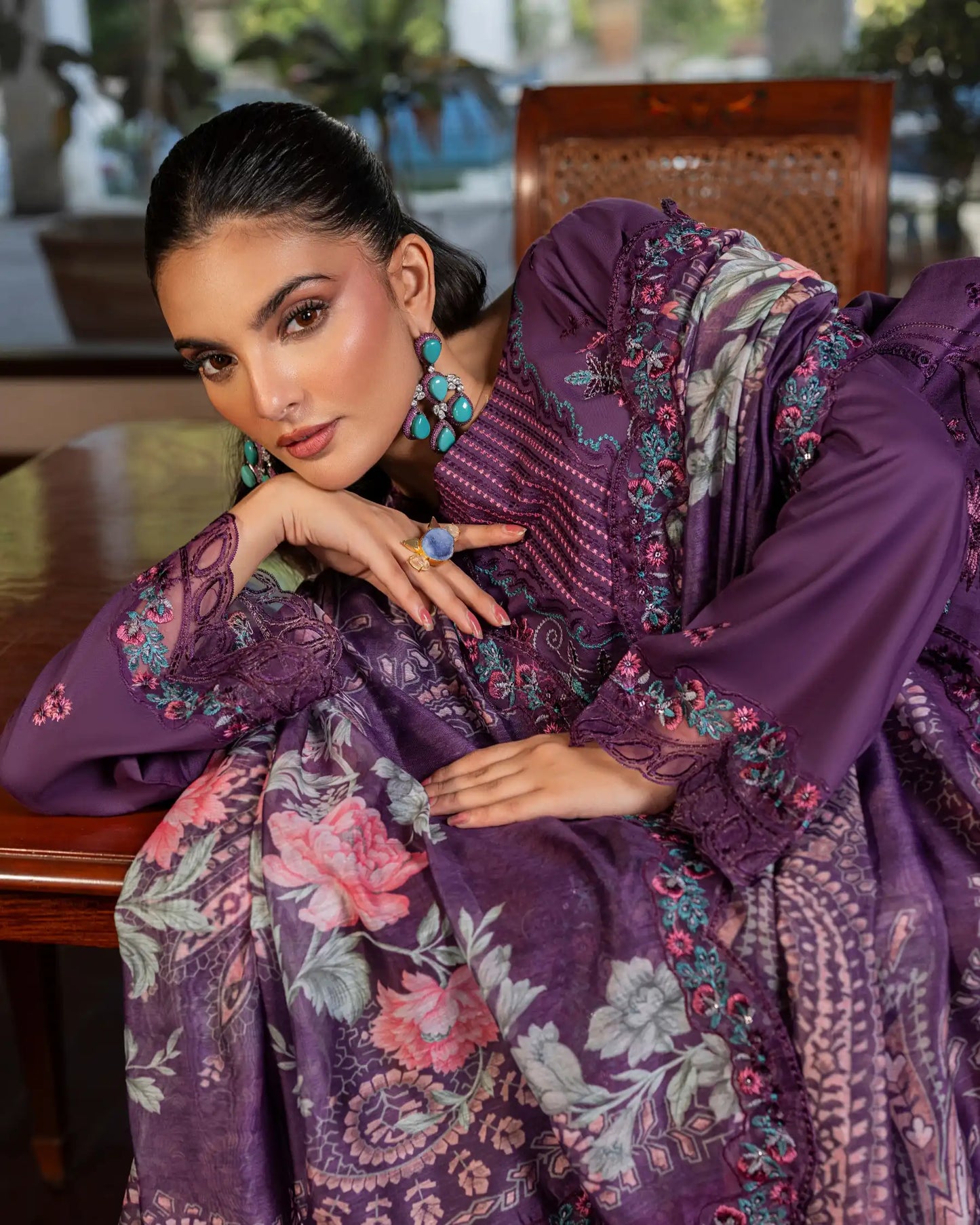 GP-LW-003 – Stitched 3-Piece Embroidered Lawn Suit with Digital Printed Dupatta