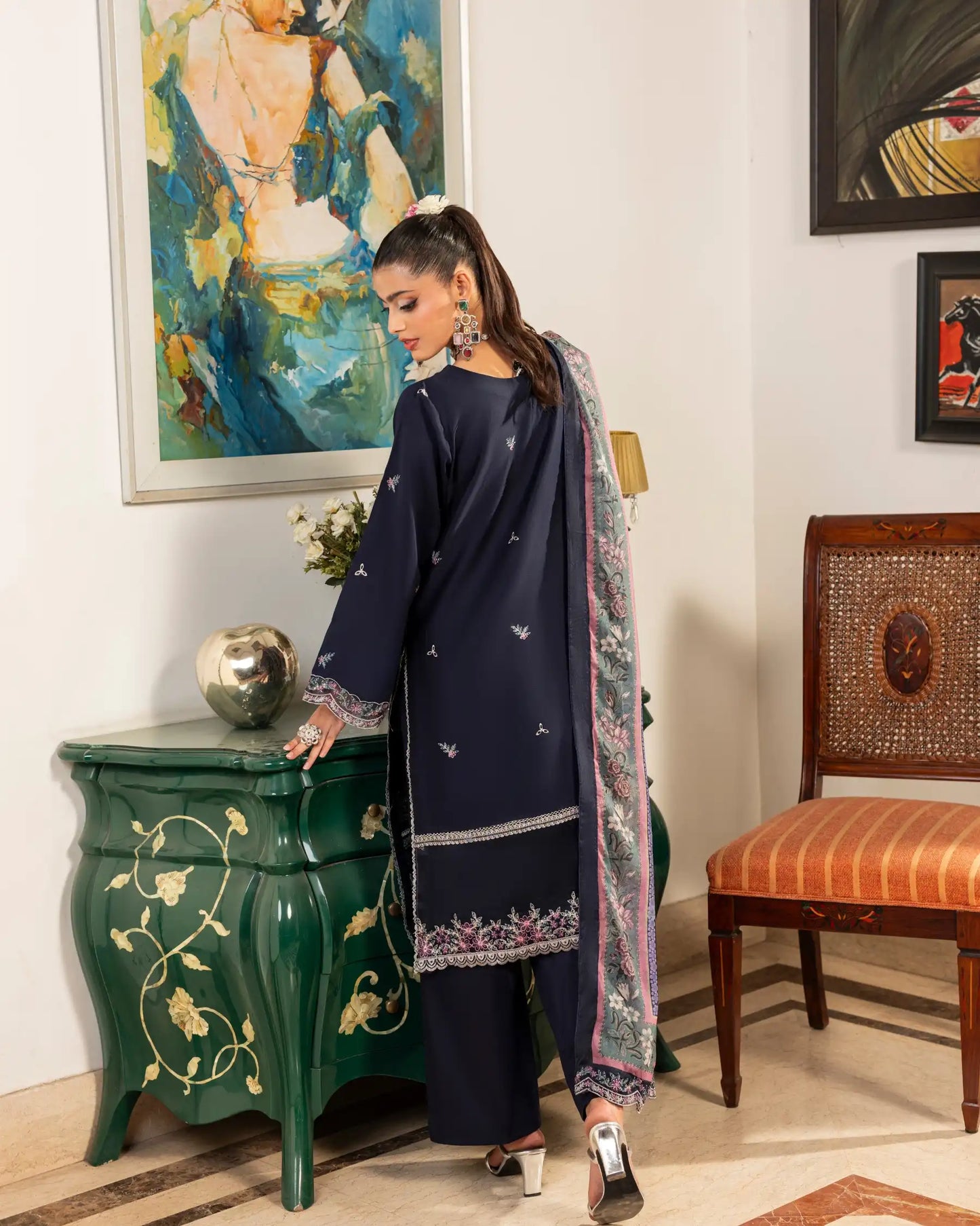 GP-LW-002 - Stitched 3 Piece Embroidered Lawn Suit with Digital Printed Dupatta