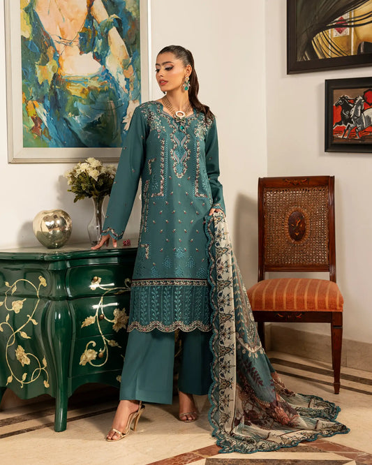 GP-LW-001 - Stitched 3 Piece Embroidered Lawn Suit with Digital Printed Dupatta