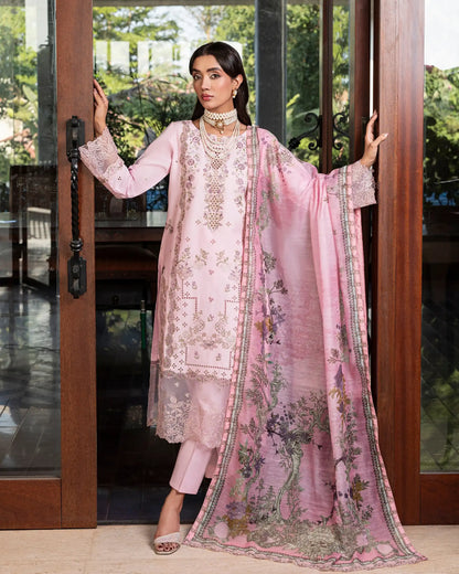 GP-LW-004 – Stitched 3-Piece Embroidered Lawn Suit with Digital Printed Dupatta