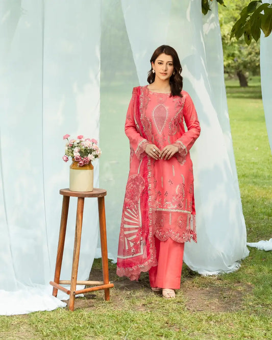 GP-LW-007 - Stitched 3 Piece Embroidered Lawn Suit with Digital Printed Dupatta