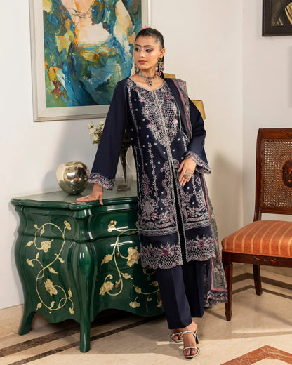 GP-LW-002 - Stitched 3 Piece Embroidered Lawn Suit with Digital Printed Dupatta